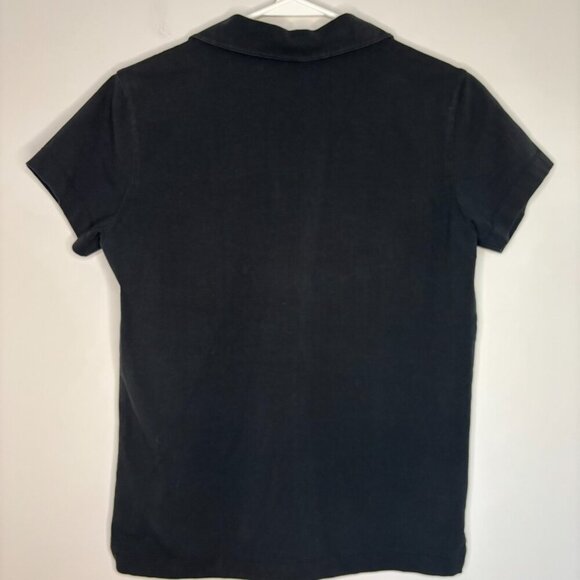 IZOD FLEX Short Sleeve V-Neck Tee Medium Black Red Hook & Eye Closure Collared - Picture 2 of 5
